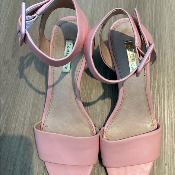 Louise et cie Punya Woman’s 8M Pink Leather Wood Heel Wedge Sandals - Picture 3 of 7